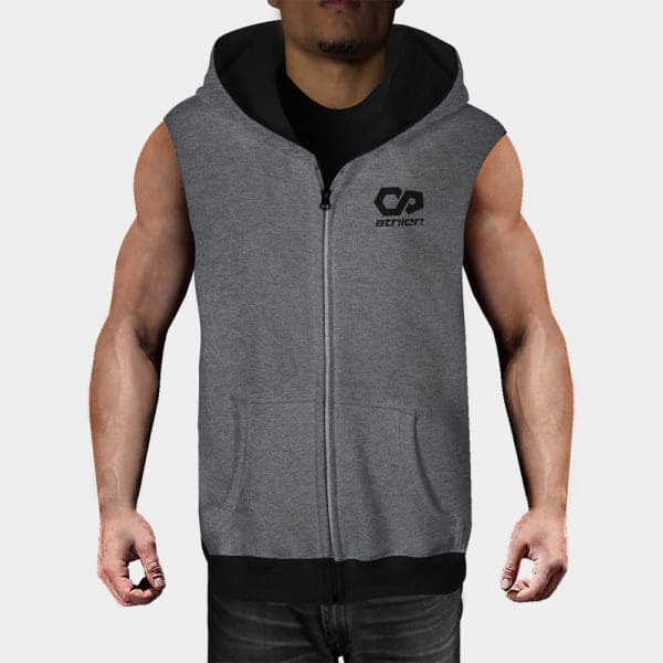 sleeveless hoodie mens zip