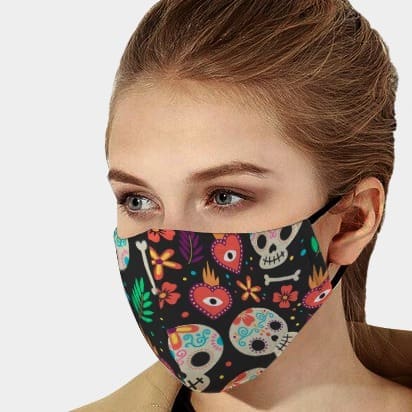 FACE MASK PRINTED  sugar skull day of the dead mexican