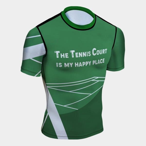 tennis court my happy place rash guard uv protection